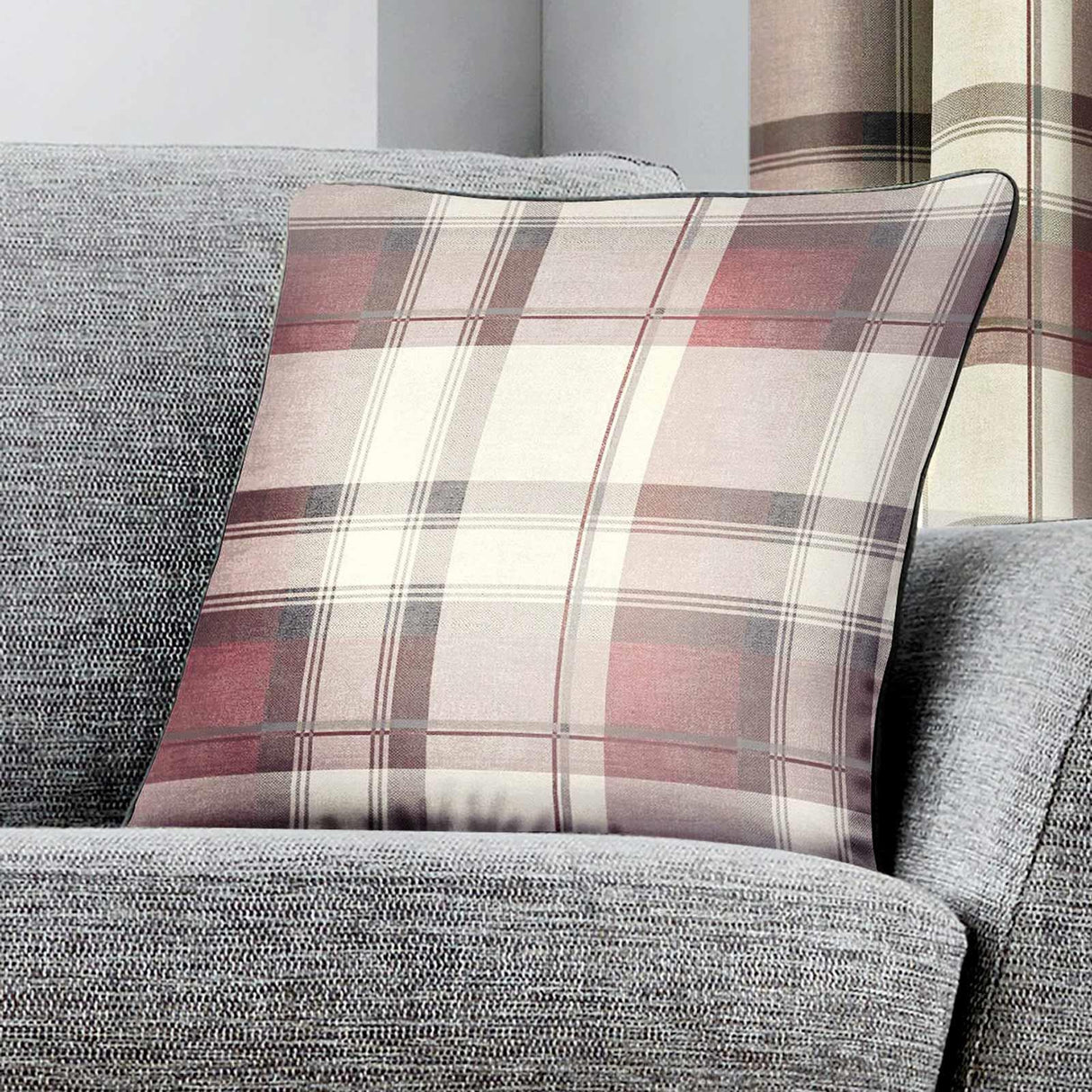 Balmoral Check Cushion Cover Blush