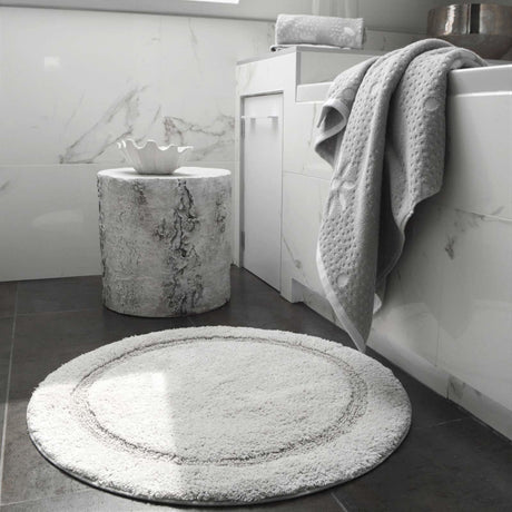 Marrakesh Round Bath Mat Dove Grey