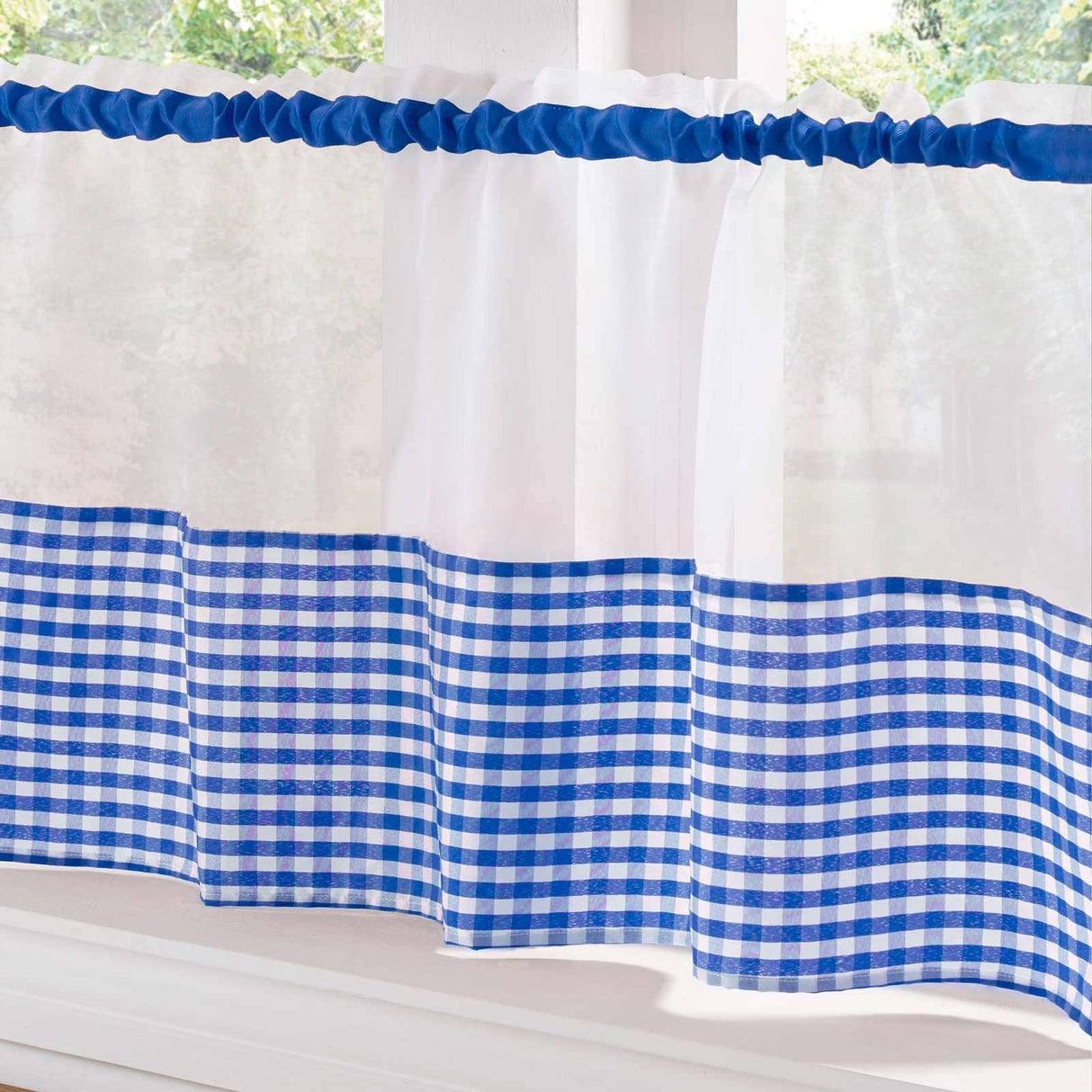 Gingham Café Panel Blue