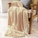 Audley Chevron Throw Beige