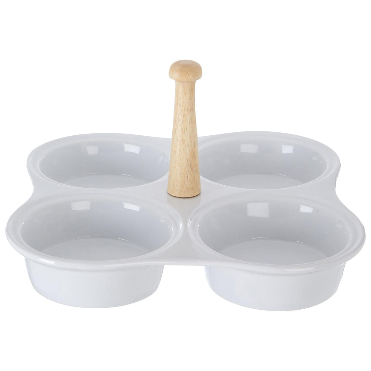 4 Section White Ceramic Snack Dish