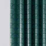 Art Deco Pearl Eyelet Curtains Teal