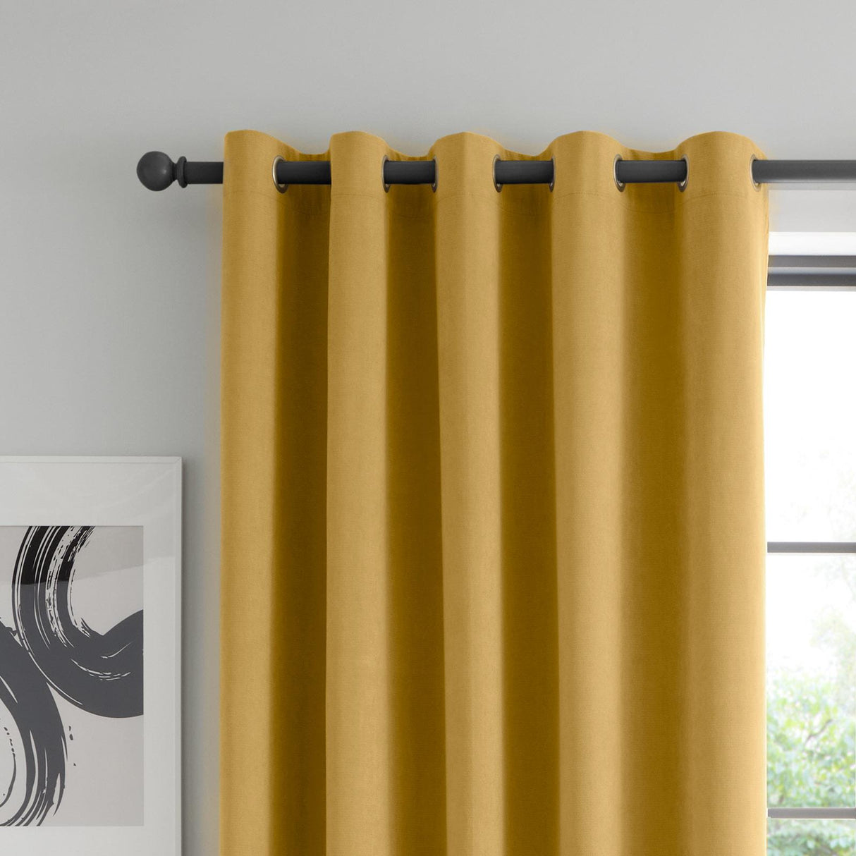 Wilson Velvet Blackout Thermal Eyelet Curtains Yellow