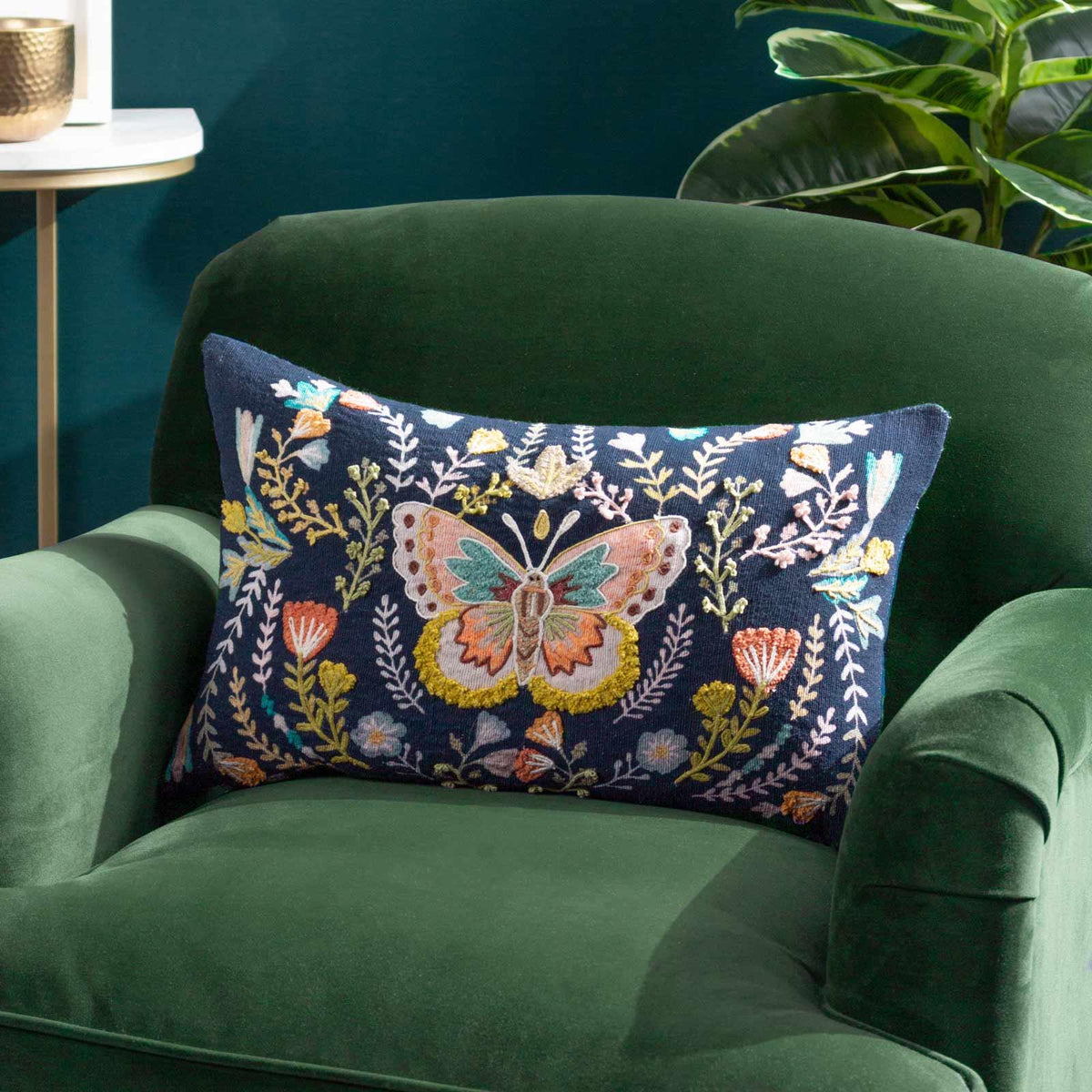 Mirrored Butterfly Embroidered Cushion Cover