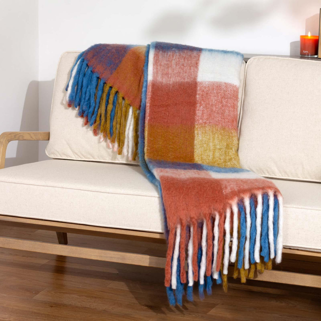 Alba Faux Mohair Check Throw