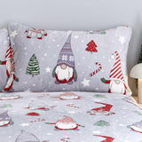 Christmas Festive Gnomes Duvet Cover Set Grey