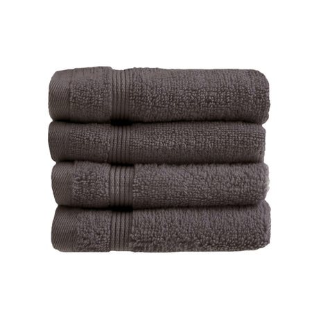 Luxury Zero Twist Egyptian Cotton Face Cloth 4 Pack Charcoal Towels Allure   