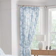 Chrysanthemum Tape Top Curtains Blue