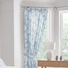 Chrysanthemum Tape Top Curtains Blue