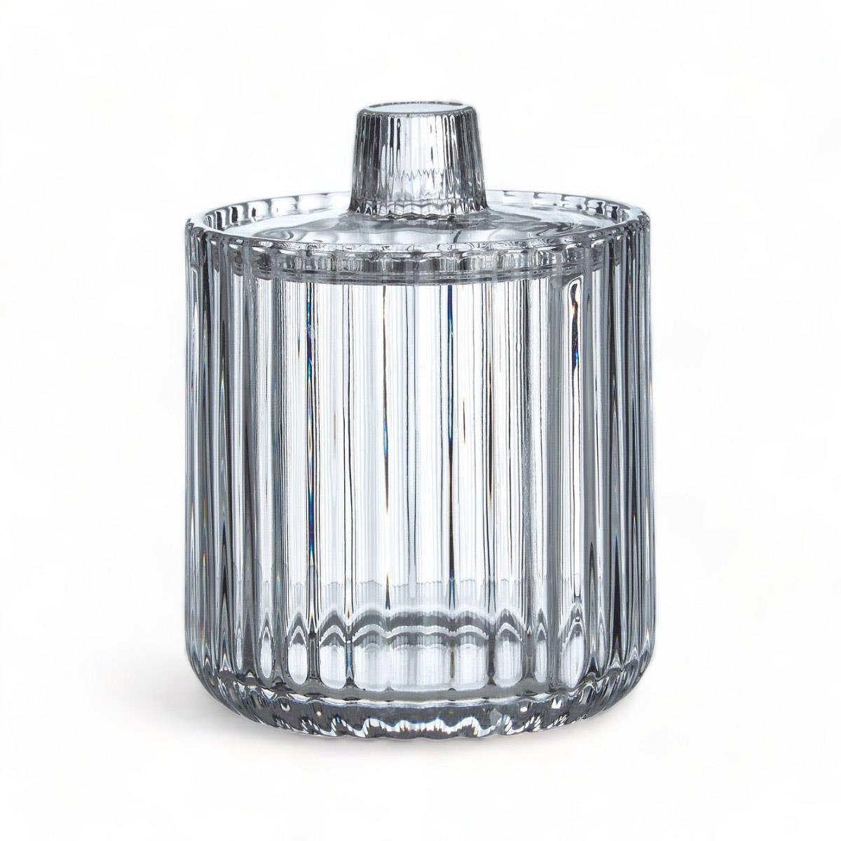 Clear Ribbed Glass Storage Jar