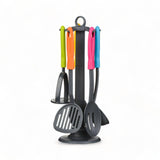 Colourful 5 Piece Utensil Set on Stand