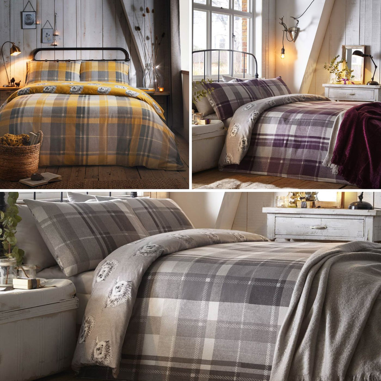 Colville Check Flannelette Brushed Cotton Duvet Cover Set