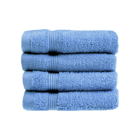 Luxury Zero Twist Egyptian Cotton Face Cloth 4 Pack Cornish Blue Towels Allure   