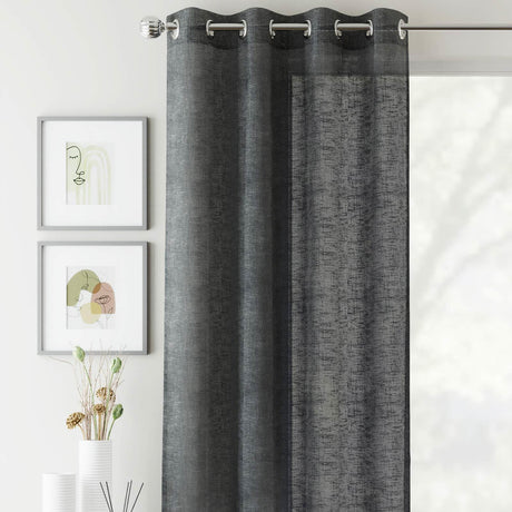 Crete Eyelet Voile Curtain Panel Charcoal