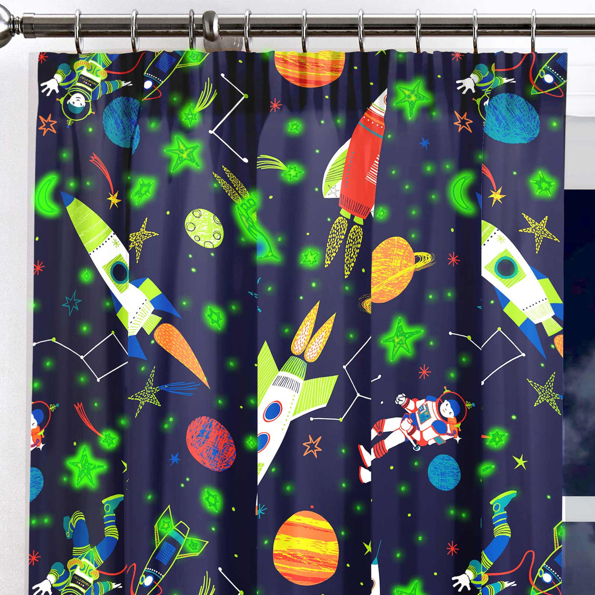 Supersonic Kids Tape Top Curtains