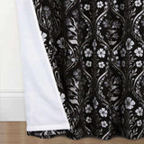 Luna Metallic Chenille Eyelet Curtains Black