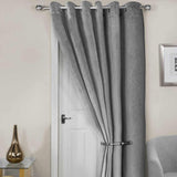 Midnight Thermal Eyelet Door Curtain Embossed Velvet Woven Silver