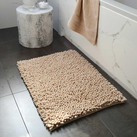 Jumbo Chenille Bobble Bath Mat Stone