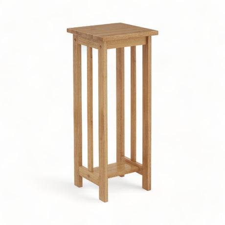 Slatted Rubberwood Plant Stand with Intermediate Shelf