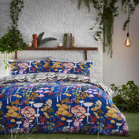 Amanita Mushroom Cobalt Duvet Cover Set