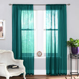 Plain Dyed Voile Curtain Panel Pair Teal