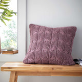 Chunky Marl Knit Cushion Plum