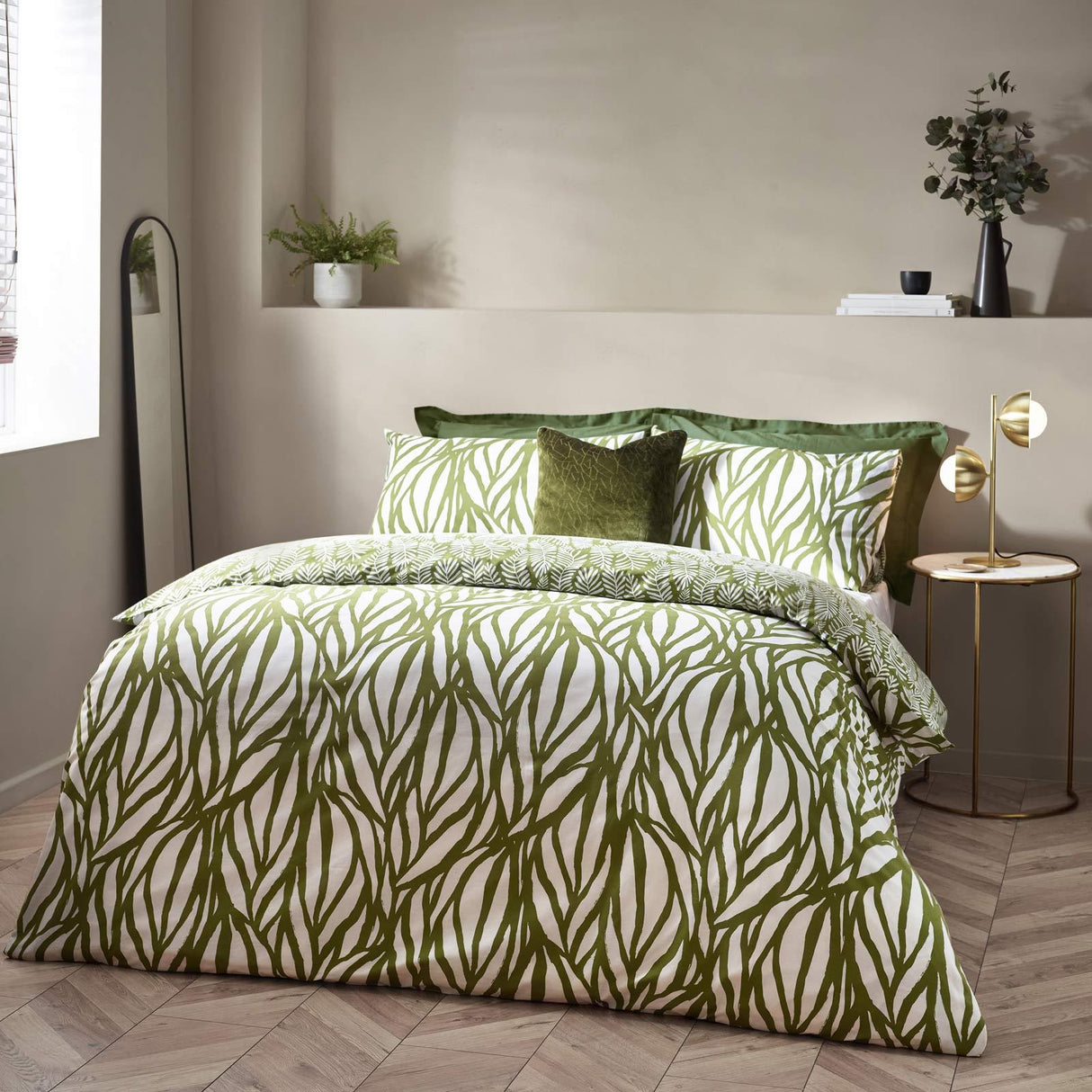 Frond Abstract Cotton Rich Reversible Duvet Cover Set