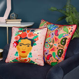 Frida Illustrated Velvet Cushion Cover 17" x 17"