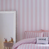 Stripe Tease Wallpaper White & Pink