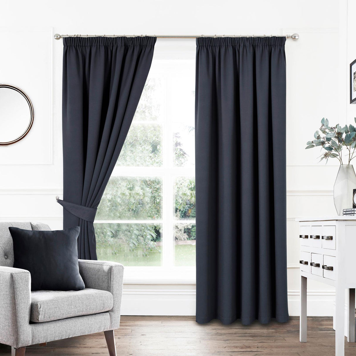 Woven Blackout Tape Top Curtains Black