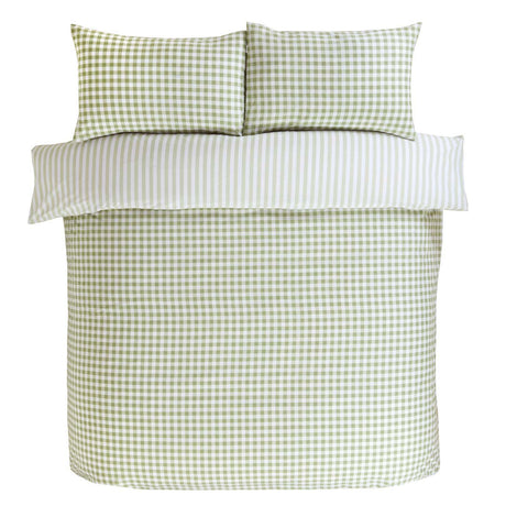 Gingham Check Duvet Cover Set Green