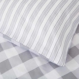 Check and Stripe Duvet Cover Set Grey