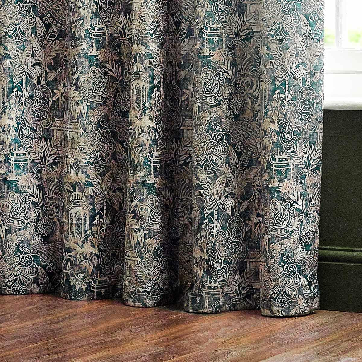 Bengal Jungle Eyelet Curtains Wedgewood