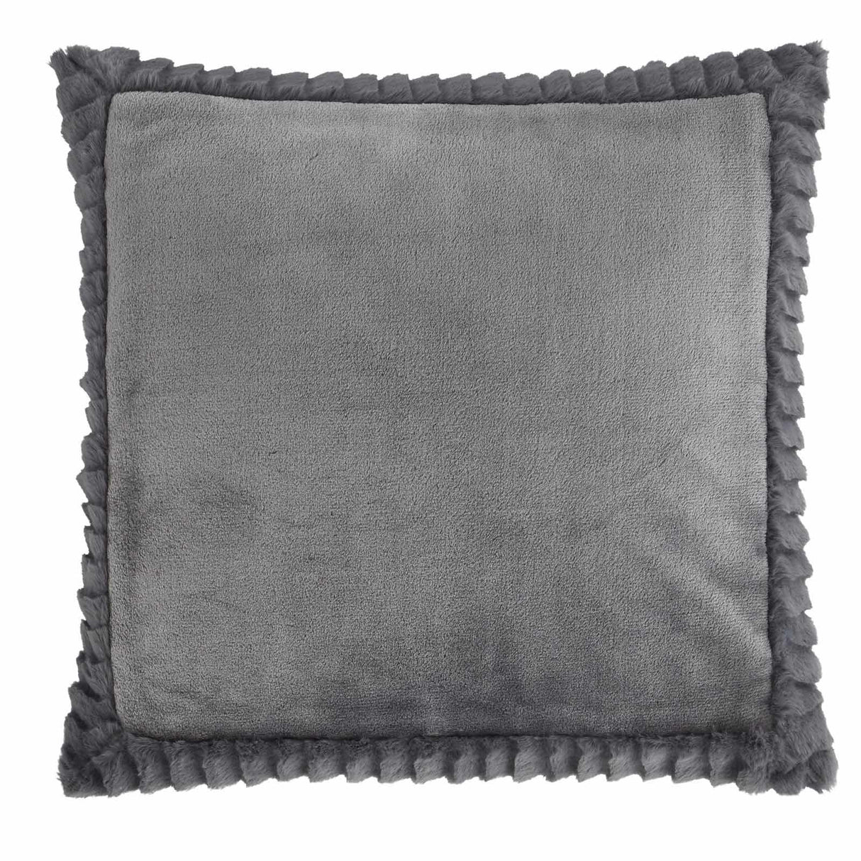 Velvet and Faux Fur Cushion Charcoal