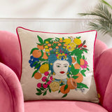 Taormina Floral Piped Cushion Cover Magenta