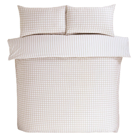 Gingham Check Duvet Cover Set Natural