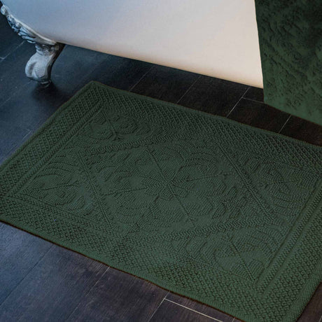 Country House Jacquard Bath Mat Dark Green Bath Mat Allure   