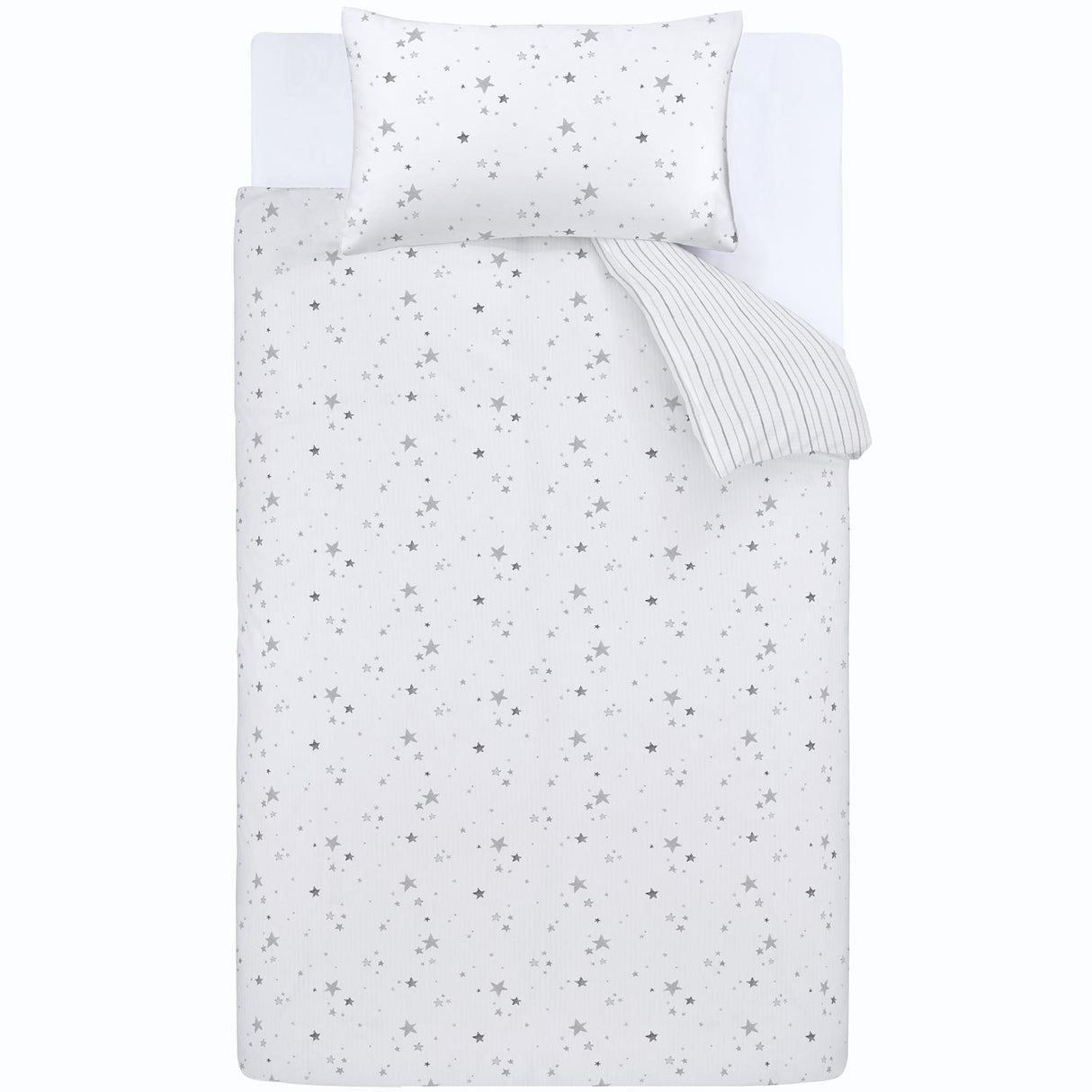 Stars 100% Cotton Reversible Grey Duvet Cover Set