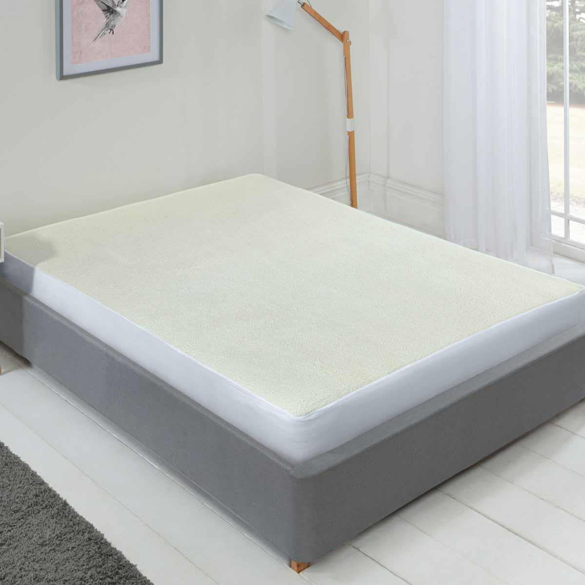 Thermal Fleece Underblanket Mattress Topper Cream