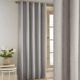 Savoy Chenille Blackout Eyelet Door Curtain Grey