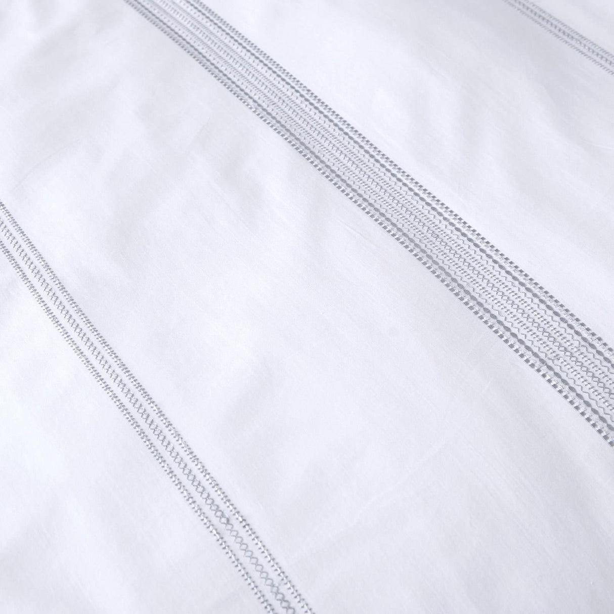 Embroidered Band 100% Cotton Silver Duvet Cover Set