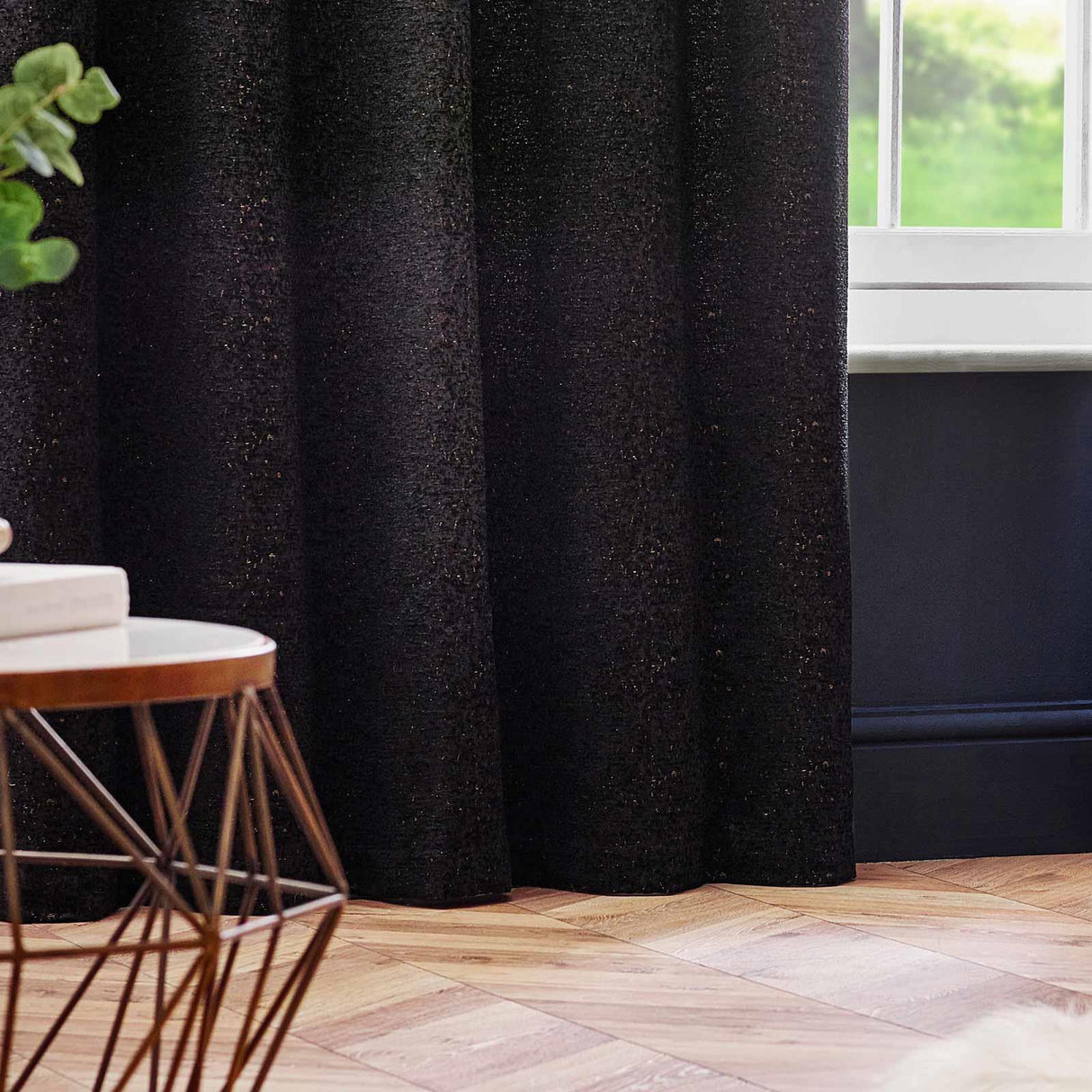 Galaxy Room Darkening Eyelet Curtains Black