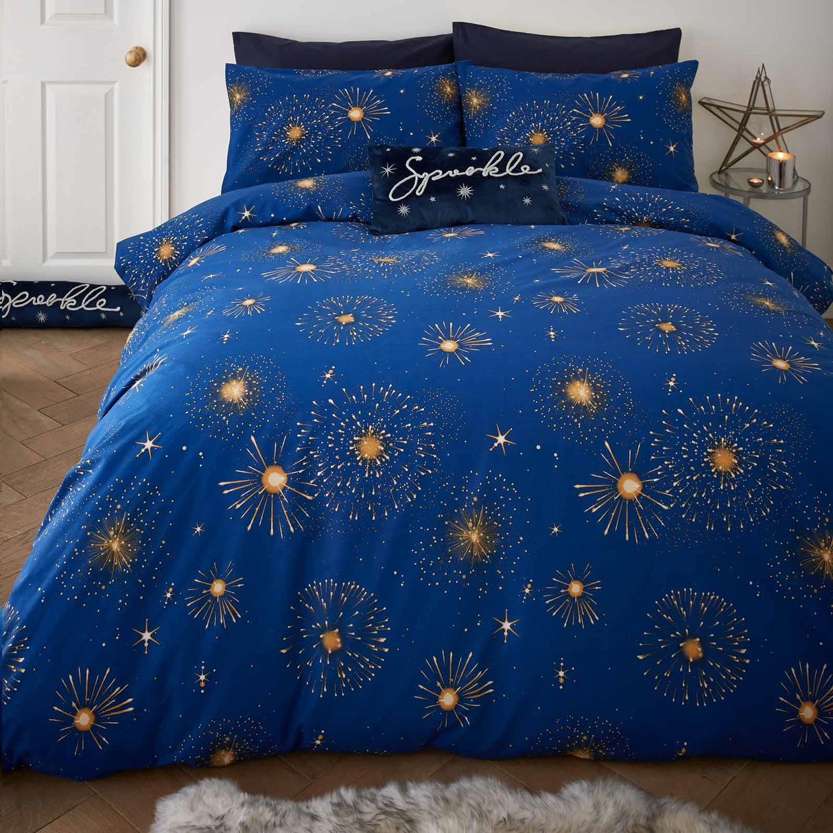 Christmas Sparkle Duvet Cover Set Navy