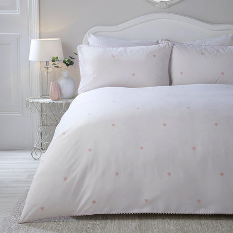 Decorative Heart Blush Duvet Cover Set