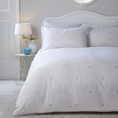 Decorative Heart Duck Egg Duvet Cover Set