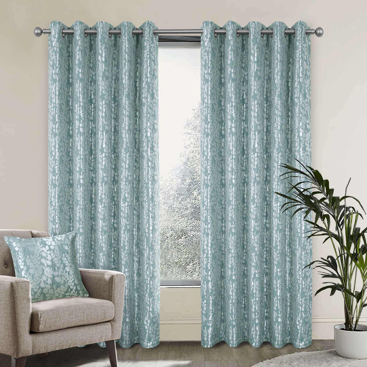 Mia Super Thermal Eyelet Curtains Teal