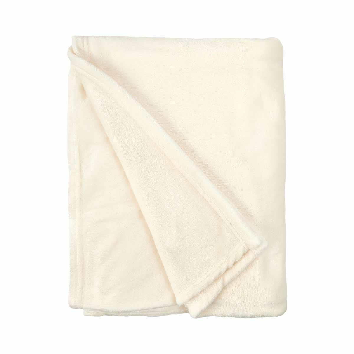 Snug Flannel Fleece Blanket Super Soft Throw in Cream