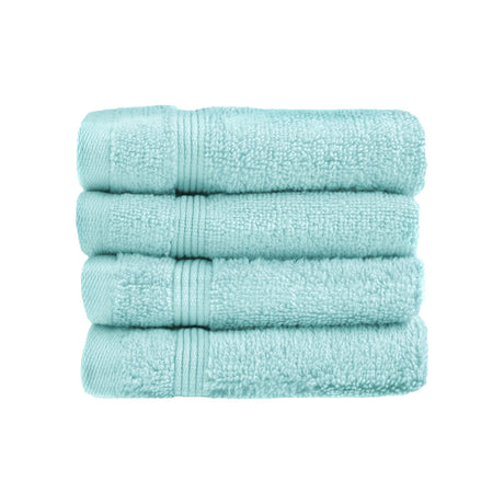 Luxury Zero Twist Egyptian Cotton Face Cloth 4 Pack Duck Egg Towels Allure   