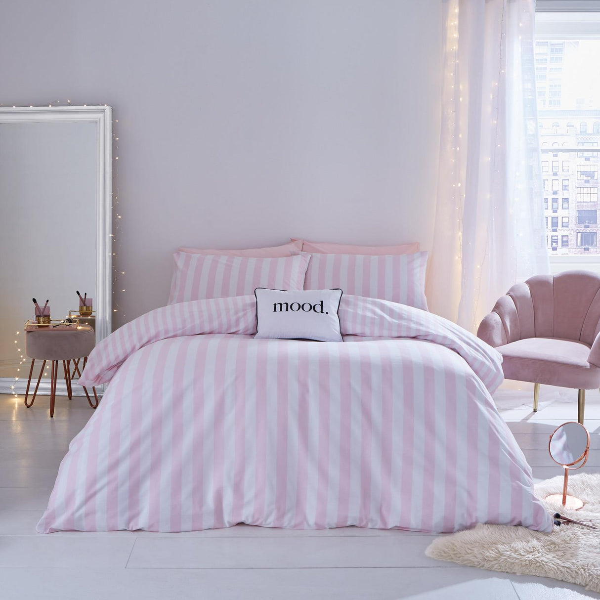 Stripe Tease Duvet Cover Set Pink