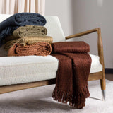 Morni Woven Fringed Throw Chestnut